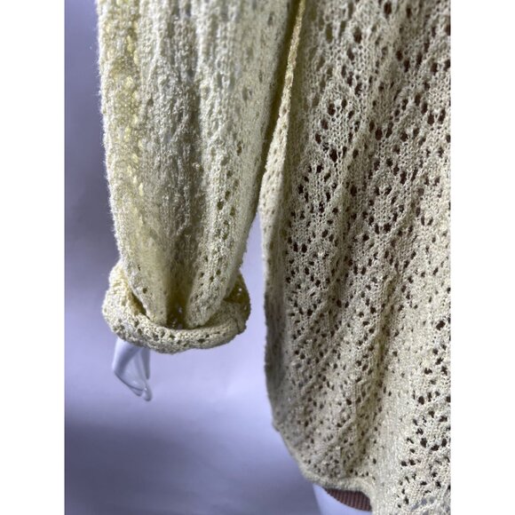 Sag Harbor Womens 2X Vintage Yellow Open Knit Cardigan Sweater Button Front - Picture 15 of 16